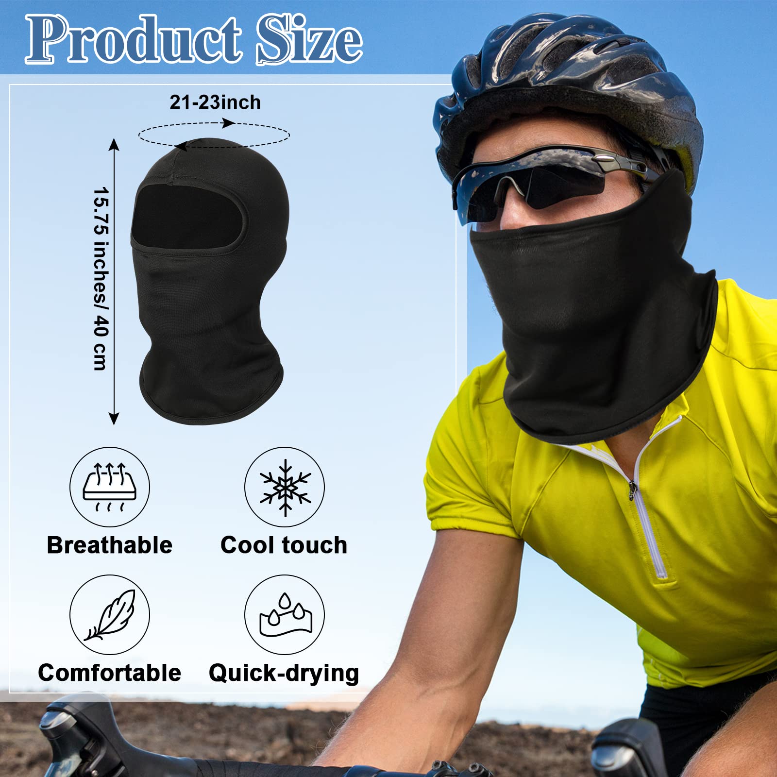 Hercicy 50 Pcs Ski Mask Balaclava Face Mask For Men&Women Full Cover Adjustable For Motorcycle Summer Winter Protection (Black)